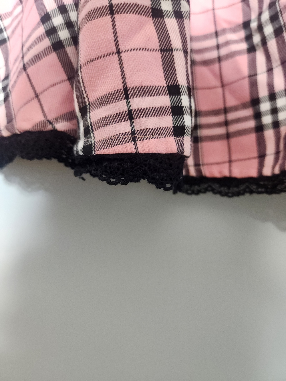 Hot Topic Pink & Black Plaid Corset Tie Lace Tiered Mini Skirt. Size XL. - Picture 4 of 8
